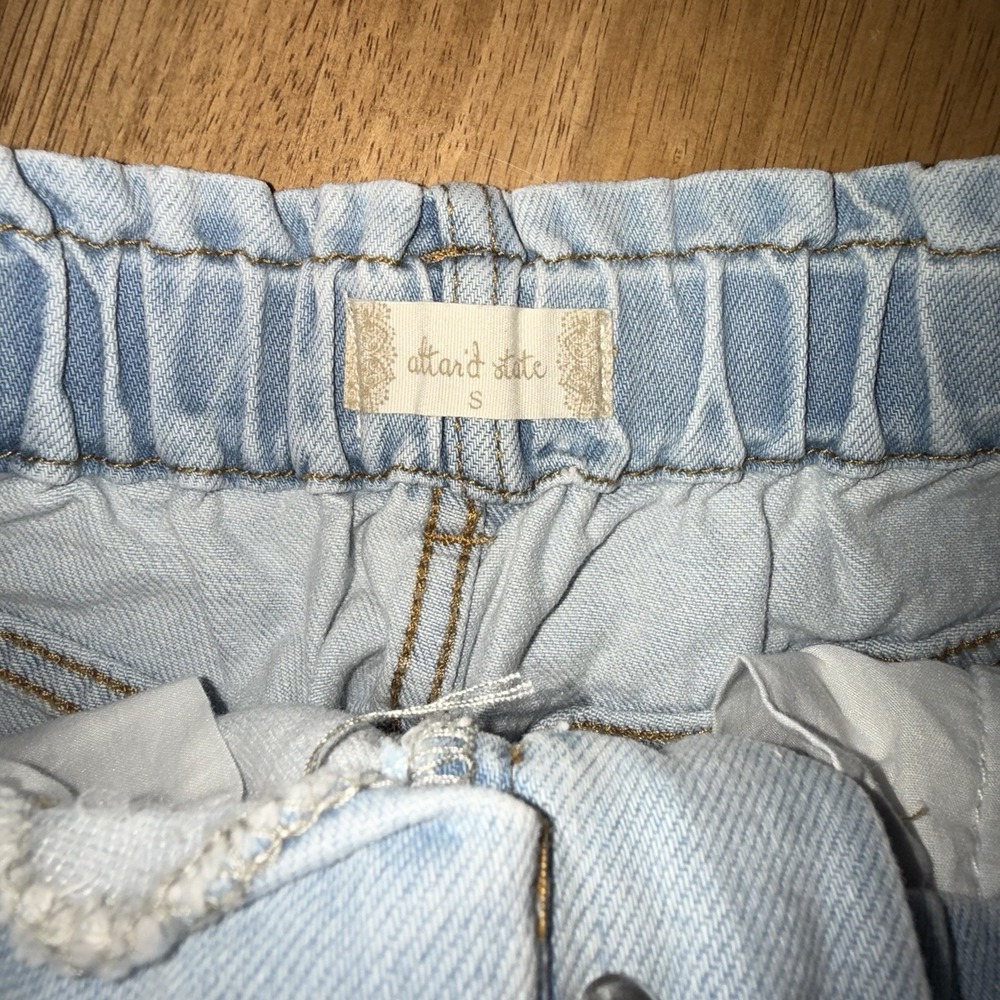 Altar's State High Waist Denim‎ Mini Skirt Small Light Wash Western Boho Short - Picture 5 of 10